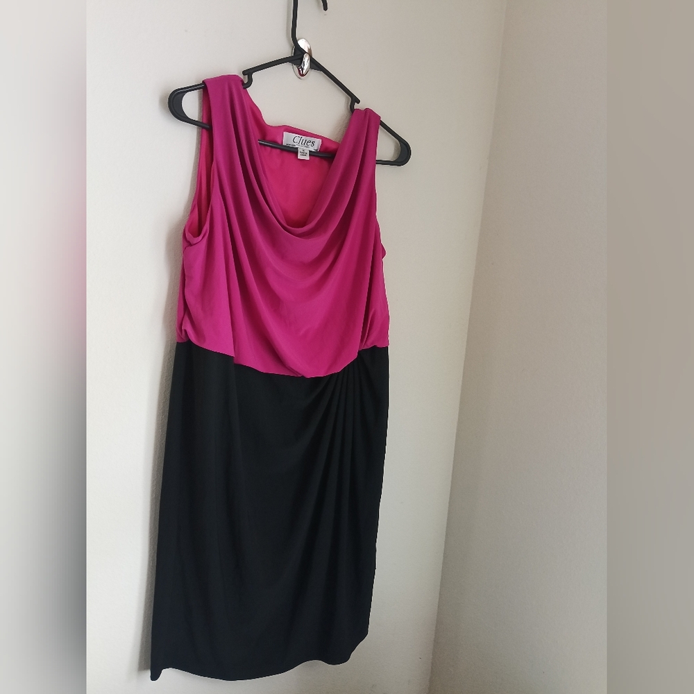 Clues Collection Dress Women 16 Pink and Black Midi Church Academia Preppy Y2K